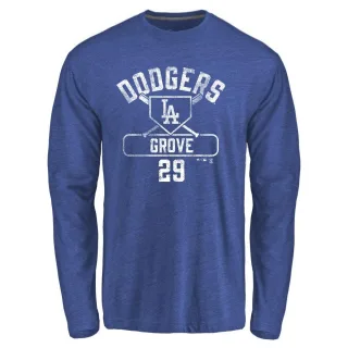 Men's Los Angeles Dodgers Michael Grove Royal Base Runner Long Sleeve T-Shirt