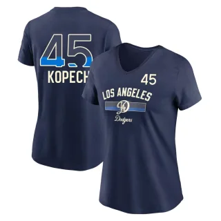 Men's Los Angeles Dodgers Michael Kopech Navy Womn's 2024 City Connect Performance V-Neck T-Shirt