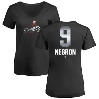 Women's Los Angeles Dodgers Kristopher Negron Black Midnight Mascot V-Neck T-Shirt