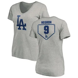 Women's Los Angeles Dodgers Kristopher Negron Gray RBI Slim Fit V-Neck T-Shirt Heathered