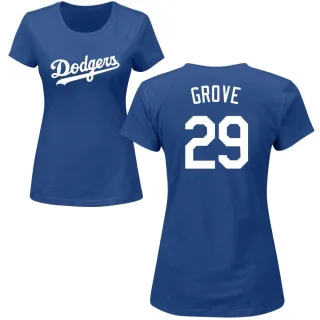 Women's Los Angeles Dodgers Michael Grove Royal Roster T-Shirt