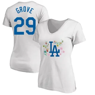 Women's Los Angeles Dodgers Michael Grove White Takashi Murakami V-Neck T-Shirt