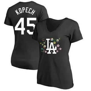 Women's Los Angeles Dodgers Michael Kopech Black Takashi Murakami V-Neck T-Shirt