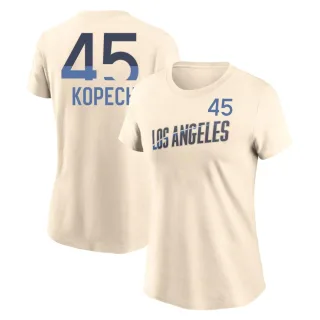 Women's Los Angeles Dodgers Michael Kopech Cream 2024 City Connect Fuse T-Shirt