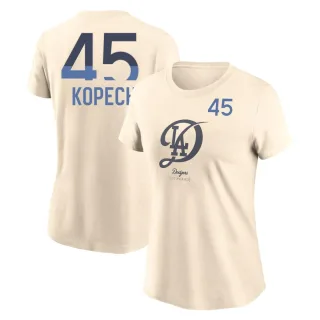 Women's Los Angeles Dodgers Michael Kopech Cream 2024 City Connect T-Shirt