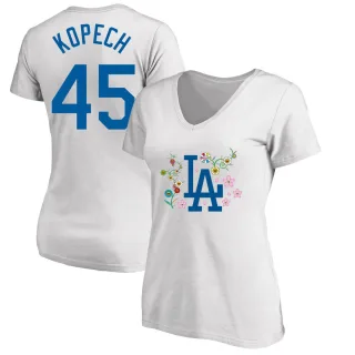 Women's Los Angeles Dodgers Michael Kopech White Takashi Murakami V-Neck T-Shirt